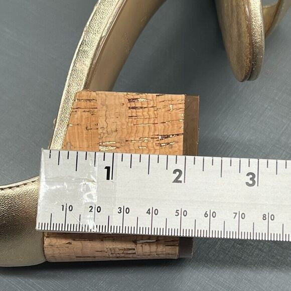 Lilly Pulitzer Tilly Sandal metallic gold Leather Cork Heel Ankle Strap Gold 7.5 - Picture 13 of 14